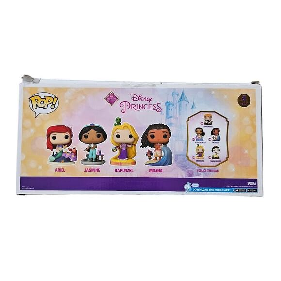 Funko POP Disney Princess 4 Pack Glows In Dark Ariel, Jasmine, Rapunzel, Moana - Picture 2 of 8